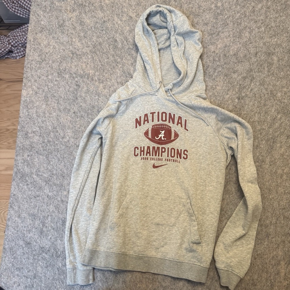Nike Alabama Crimson Tide 2020 National Champions Hoodie Mens S Gray Football